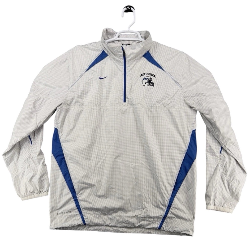 Nike Storm-FIT Jacket Air Force Windbreaker Mens S Blue White 1/4 Zip Pullover